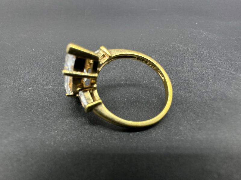 Marquise Solitaire Gold Plated 925 Sterling Silver Ring 6”