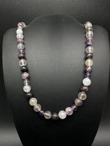 Vtg Amethyst Graduated Quartz 8MM Round Bead Necklace 18”