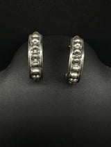 Mexico Sterling Silver Beaded Hoop Earrings 16Gs