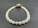 Vintage Genuine Pearl Silver Tone Bracelet 10Gs