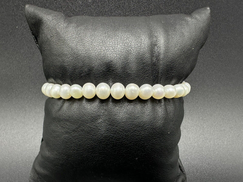 Vintage Genuine Pearl Silver Tone Bracelet 10Gs