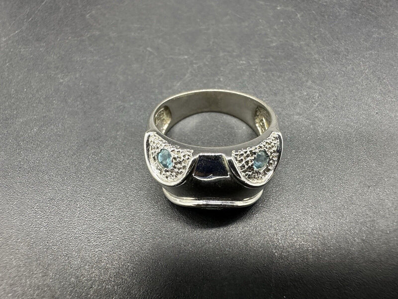 Sterling Silver 925 Aquamarine Cocktail Ring Sz 10 8Gs