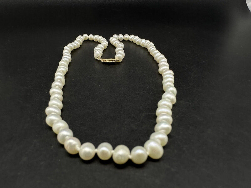 14k Gold Genuine Pearl Strand Elegant Necklace-18” Women’s Jewelry