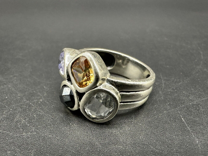 Retired SILPADA Multi Gemstone Ring Sterling Silver Size 7