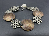 Vtg Sterling Silver Penny Link Bracelet  7”