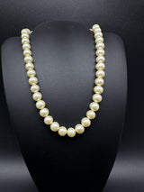 Vintage Faux Pearl Necklace Sterling Silver Clasp -15” Long