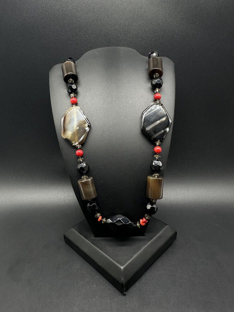 Agate Gemstone Bead Necklace Necklace 30”