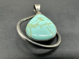 Vintage Sterling Silver with Turquoise Pendant Made in Mexico 15Gs