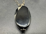 VTG 925 Sterling Silver Black Gemstone Pendant Necklace 22”