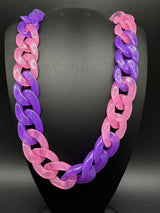 Acrylic Curb Link Necklace Pink and Purple 20”