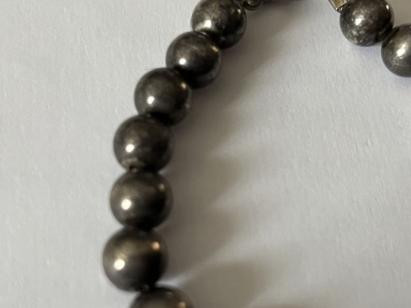 Sterling Silver Oxidized Ball Bead 8mm Bracelet 6.5” Long