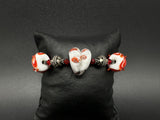 VINTAGE LAMPWORK GLASS BEAD Sterling Silver BRACELET 6.5”