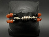 Vintage Carnelian Sterling Silver Magnet Clasp Bead Bracelet 7”