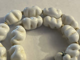 Vintage Miriam Haskell? White Milk Glass Necklace Twisted Glass Hand Knotted 15”