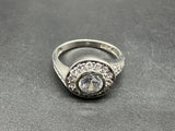 925 Sterling Silver Clear CZ Halo Band Ladies Ring Size 7.5