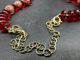 Red Foil Art Glass Beaded Necklace 22”+5