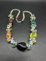 Beaded necklace 19” vintage material, glass, Stone