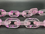 Pink Translucent Cable Link Frosted Acrylic Chain Link Necklace 20”~Cute!!!