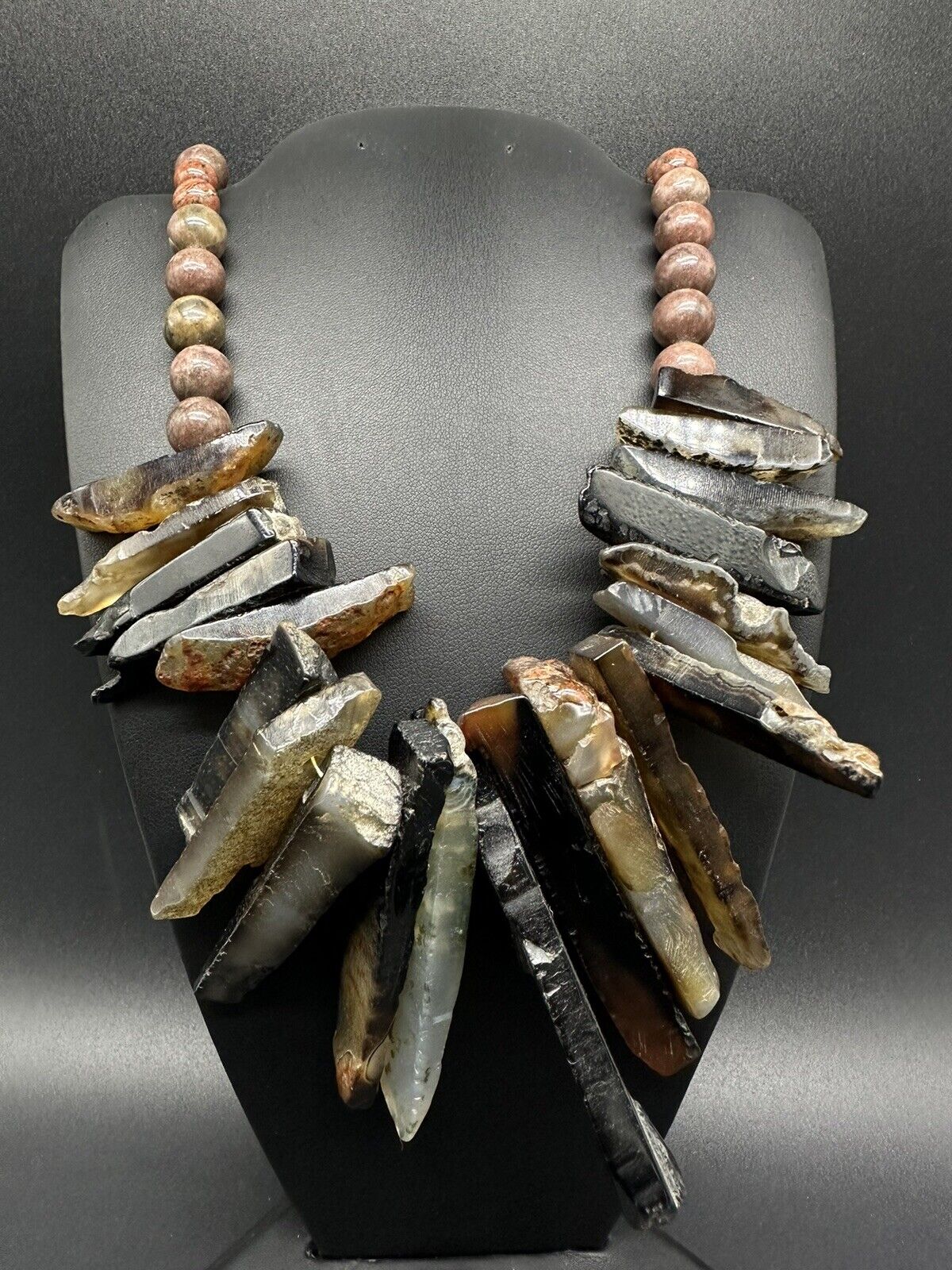 Jasper Agate Statement Necklace 20”