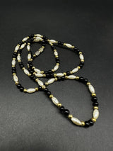 Fabulous Vintage Gold Tone Fresh Water Pearls & Black Onyx Necklace 12