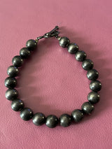 Sterling Silver Oxidized Ball Bead 8mm Bracelet 6.5” Long