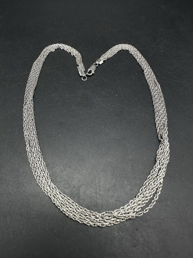 925 Sterling Silver 16” Long 6 Strand  Necklace 9Gs