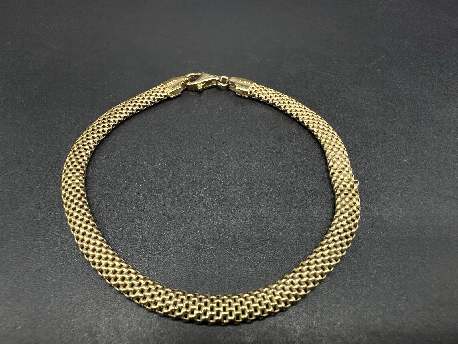 Vintage Unisex Sterling Silver Vermeil Mesh 8"  Bracelet