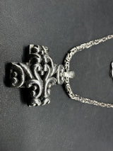 Byzantine STERLING SILVER 925 THAILAND CROSS SCROLL PENDANT NECKLACE 18”~34g