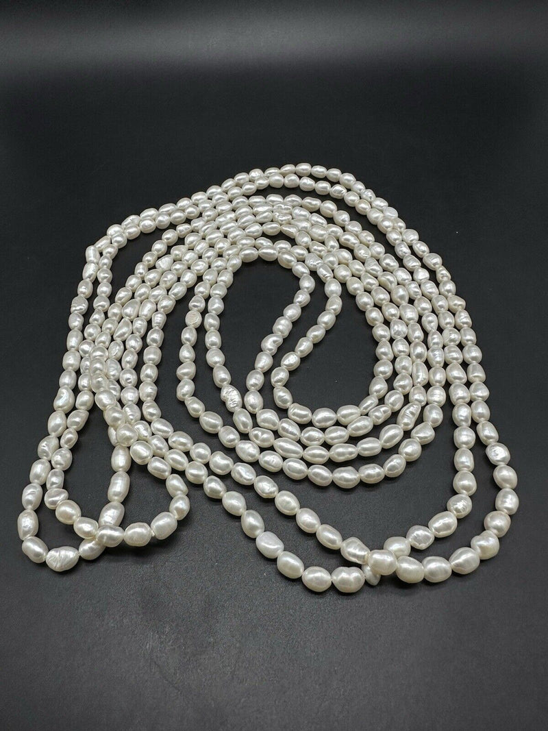 Endless Strand White Genuine Freshwater Pearl Necklace 116” Extra Long