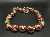 Vintage Murano Art Glass Knotted Bead Necklace 18” Long 12mm