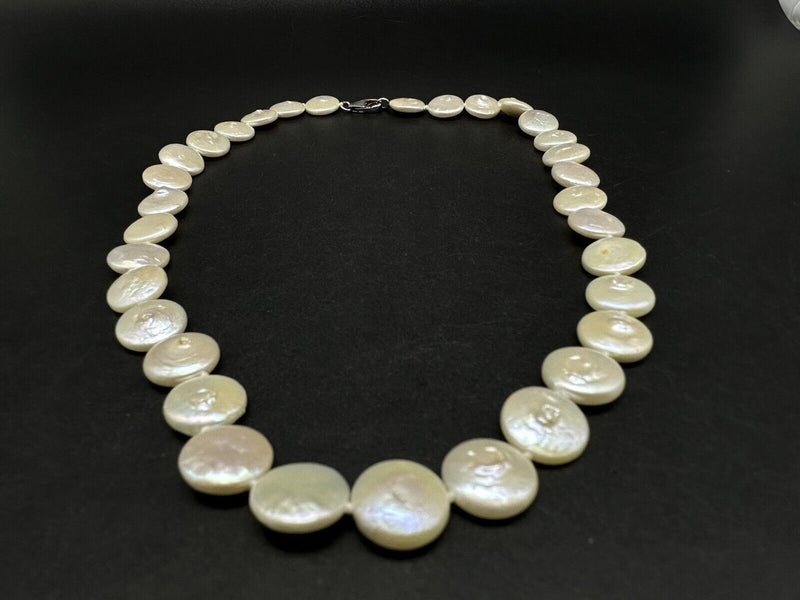 Sterling Silver Freshwater Coin Genuine Pearls 17”