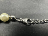 Sterling Silver Round Glass Knotted Pearl 18” Adj . Necklace