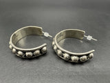 Mexico Sterling Silver Beaded Hoop Earrings 16Gs