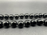 Vintage  BLACK Tourmaline Gemstone Knotted BEAD NECKLACE 29"