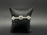 Vintage Silver Tone Givenchy White Rhinestone Hinged Bangle Bracelet 6.75”