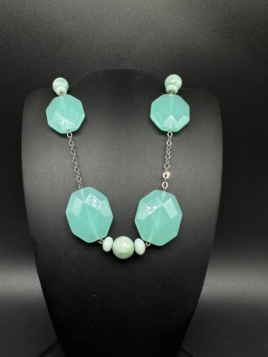 Amazonite 925 Sterling Silver Crystal Gemstone Necklace 22”