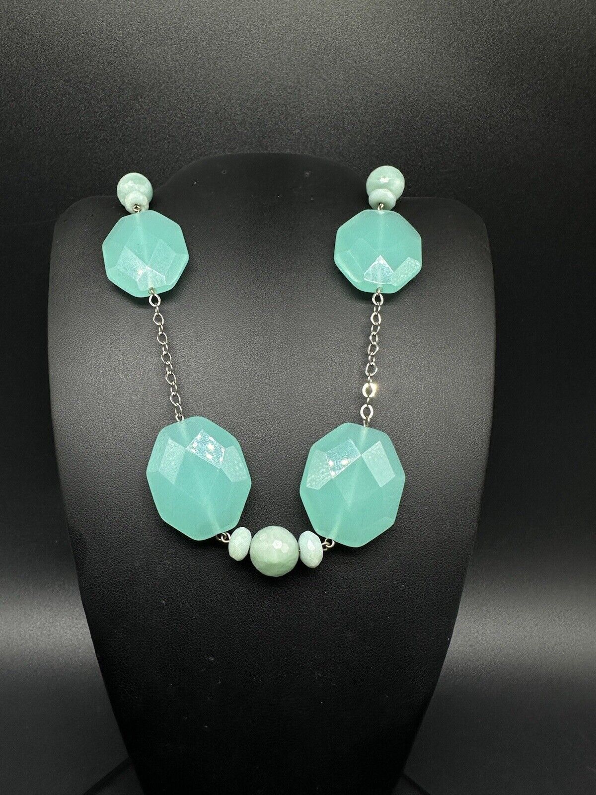 Amazonite 925 Sterling Silver Crystal Gemstone Necklace 22”