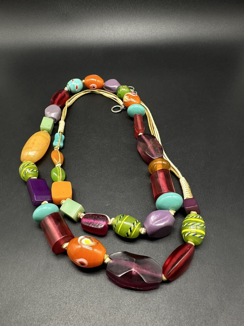 Necklace Art Glass Trade Bead Necklace 32”