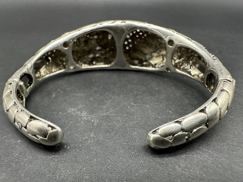 Essenza D’Argento Italian Cubic Zirconia Sterling Silver Cuff Bracelet 7” ~37g