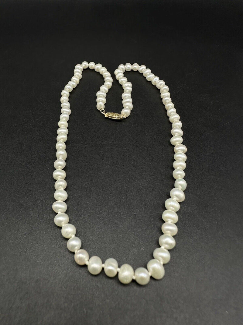 14k Gold Genuine Pearl Strand Elegant Necklace-18” Women’s Jewelry