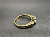 Pear Cut Cubic Zirconia Ring Baguettes Yellow Gold Over 925 Size 7