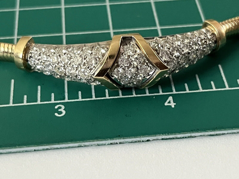 Vintage 14k Pure Gold Omega Dome Pave Diamond Bracelet 4.65 Carats~25 grams~5mm