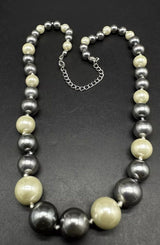 Sterling Silver Round Glass Knotted Pearl 18” Adj . Necklace