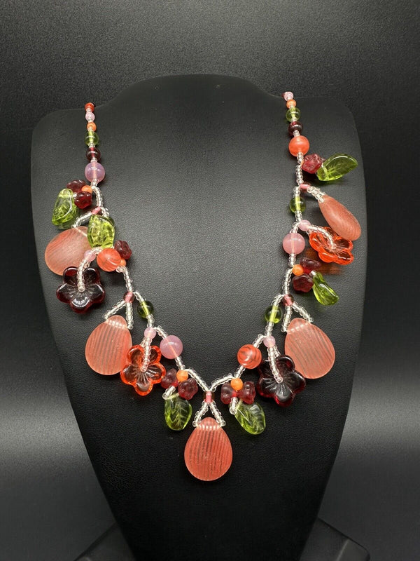 Unique Fruit Necklace Glass Agate Red 20”
