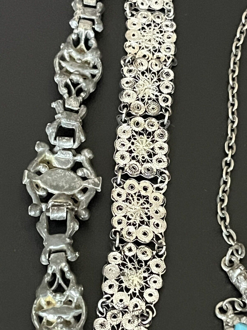 Vintage Victorian Turquoise Faux Stone Lot Of Jewelry~ Missing Stones