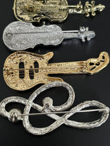 Vintage to now Mixed Musical Instruments Brooches Jewelry Lot Of 5pcs