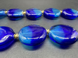 VTG Blue Czech Art glass Stone Statement Necklace 18”