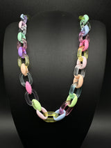 Rainbow Pastel Translucent Acrylic Cable Transparent Chain Link Necklace 18”