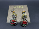 TRESKA Modern Abstract Metallic Multicolor Round Dangle Drop Earrings