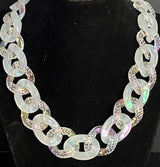 Curb Link Acrylic Translucent Chain Statement Necklace 17”~ 24mm Thick~